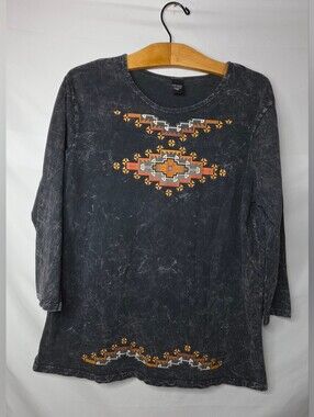 Sabaku Artwear Distressed T Shirt Native Aztec Southwestern Size Large A5-29